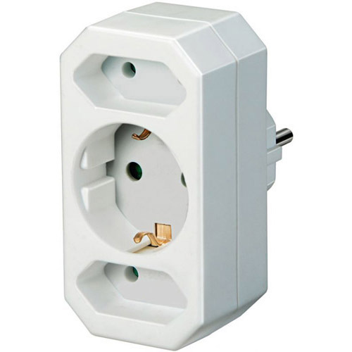 Адаптер за контакт 2x 2P Евро контакт и 1x 2P+E Бял - Brennenstuhl Adapterstecker BS1508050