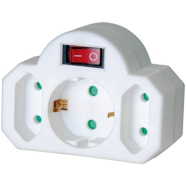 Адаптер за контакт 2x 2P Евро контакт и 1x 2P+E с ключ Бял - Brennenstuhl Adapterstecker BS1508100