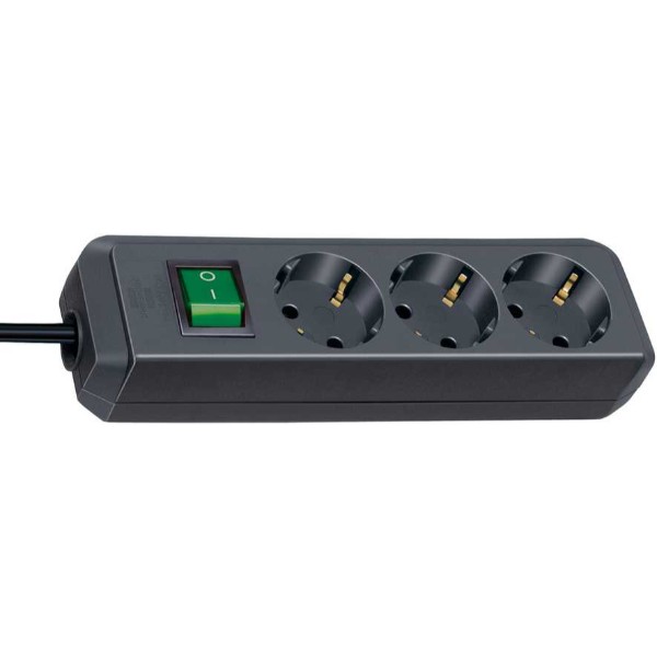 Разклонител 3x 2P+E Eco-line с ключ и кабел 3m Черен - Brennenstuhl Eco-line BS1152300400