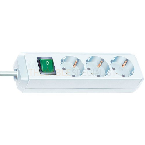 Разклонител 3x 2P+E Eco-line с ключ и кабел 1.5m Бял - Brennenstuhl Eco-line BS1152320015