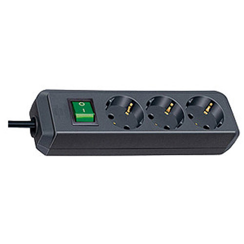 Разклонител 3x 2P+E Eco-line с ключ и кабел 5m Черен - Brennenstuhl Eco-line BS1152900