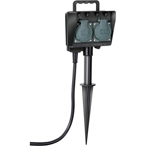 Разклонител за градина 2x 2P+E Earth Rod IP44 с кабел 1.4m Черен - Brennenstuhl Earth Rod BS1154430