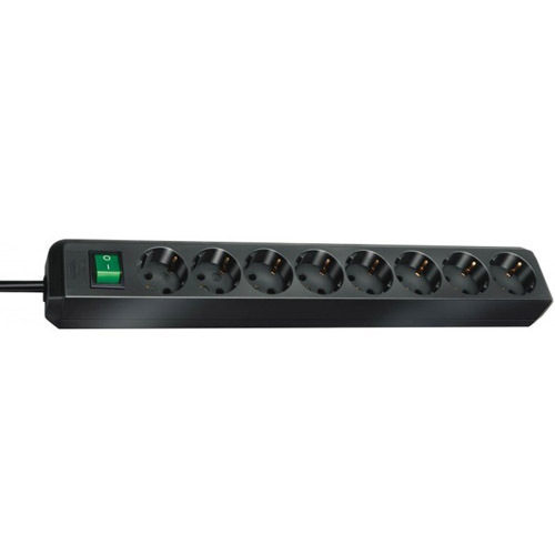 Разклонител 8x 2P+E с ключ и кабел 3m Черен - Brennenstuhl Eco-line BS1159300018