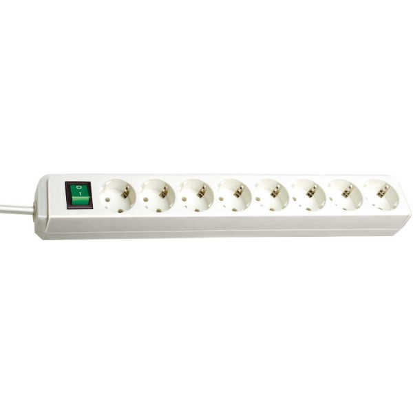 Разклонител 8x 2P+E с ключ и кабел 3m Бял - Brennenstuhl Eco-line BS1159320018