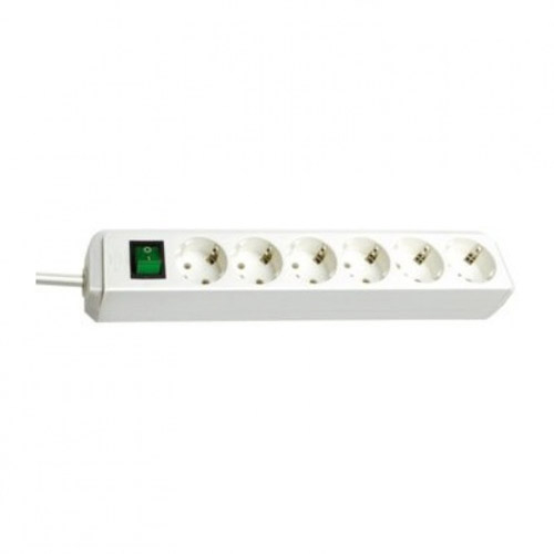 Разклонител 6x 2P+E с ключ и кабел 1.5m Бял - Brennenstuhl Eco-line BS1159520015