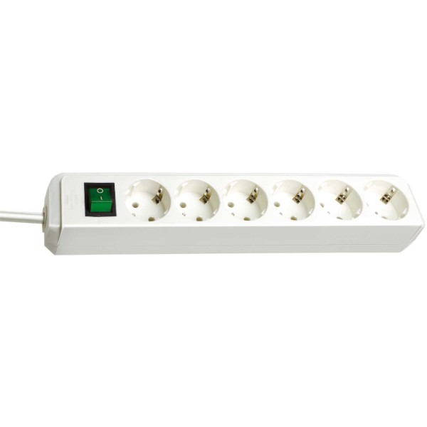 Разклонител 6x 2P+E с ключ и кабел 3m Бял - Brennenstuhl Eco-line BS1159520400