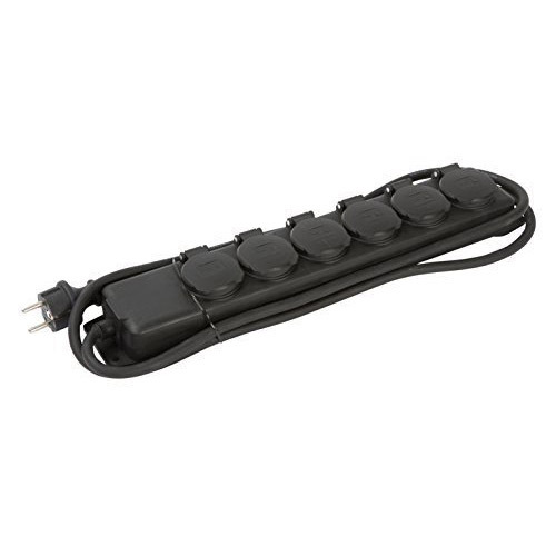 Разклонител 6x 2P+E Power IP44 със защитни капаци и кабел 2m Черен - Brennenstuhl Power IP44 BS1159970