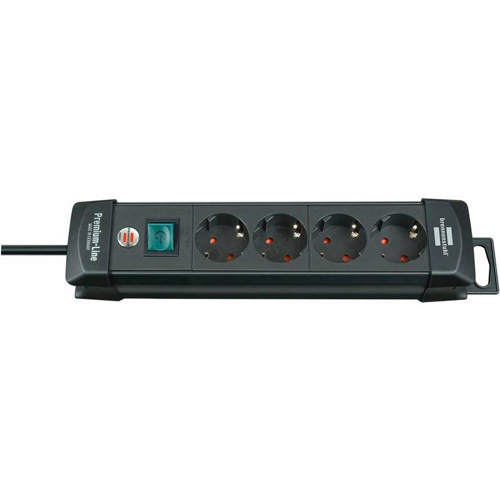 Разклонител 4x 2P+E Premium-Line с ключ и кабел 1.8m Черен - Brennenstuhl Premium-line BS1951140100
