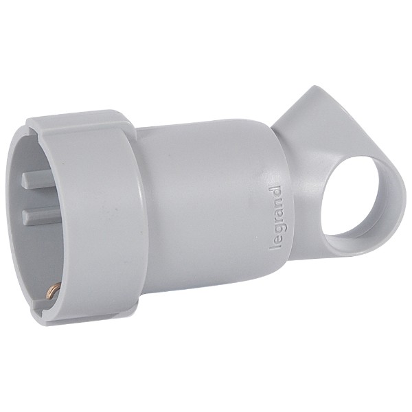 Щекер 2P+E 16A с ринг и кабел на 45° Сив - Legrand Helium 50325