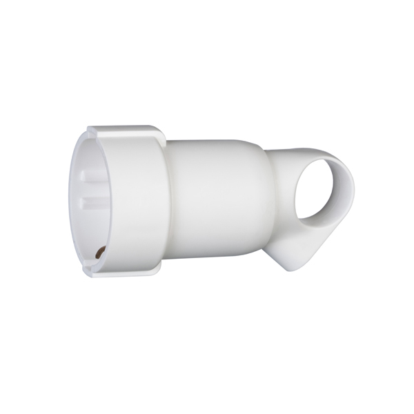 Щекер 2P+E 16A с ринг и кабел на 45° Бял - Legrand Helium 50331