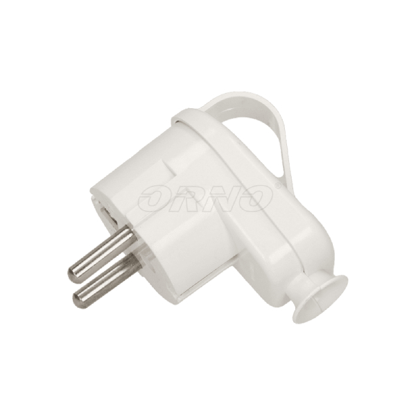 Щепсел 2P+E 16A с ринг и кабел на 90° Бял - ORNO 16UZ WT-16UZ/BIALY