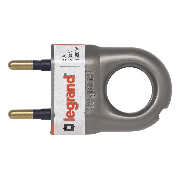 Щепсел 2Р 6А с ринг Алуминий - Legrand Helium 50165