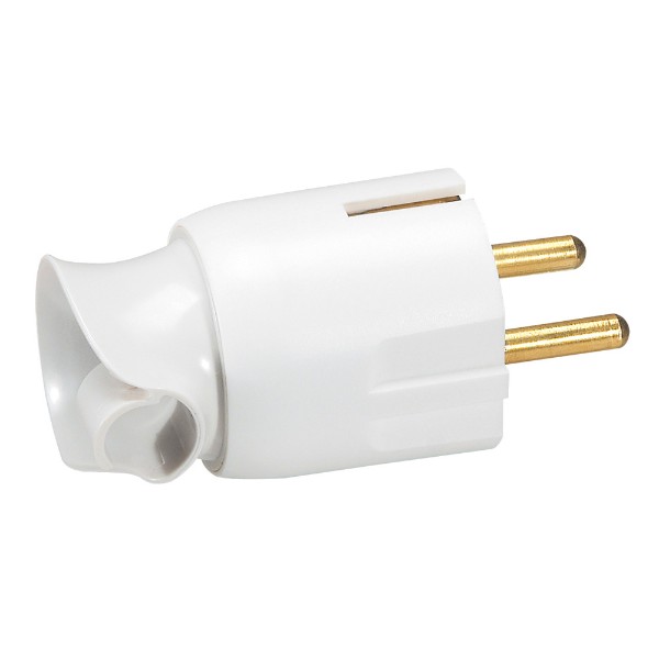 Щепсел 2P+E 16A с въртене и кабел на 90° Бял - Legrand Helium 50172