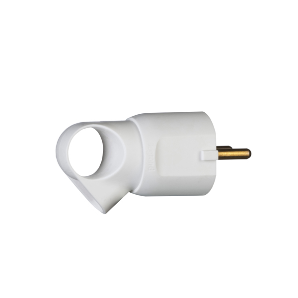 Щепсел 2P+E 16A с ринг и кабел на 45° Бял - Legrand Helium 50330