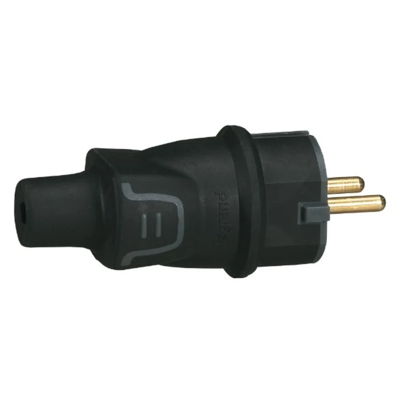 Щепсел 2P+E 16А с кабел назад IP44 Черен - Legrand Helium 50342