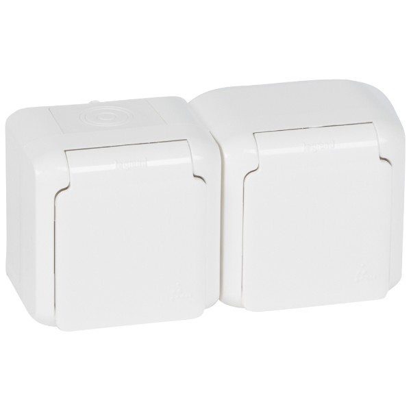 Контакт шуко двоен 2P+E IP44 Бял - Legrand Forix 782374