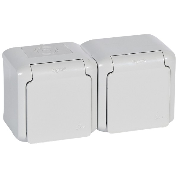 Контакт шуко двоен 2P+E IP44 Сив - Legrand Forix 782394