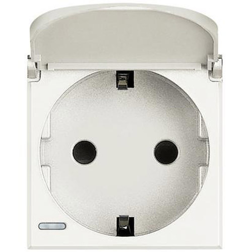 Контакт шуко 2P+E с капаче 2М Бял - bticino Axolute HD4141PW