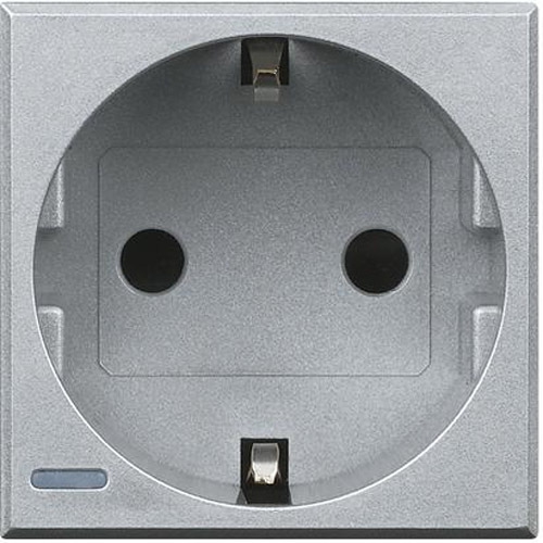 Контакт шуко 2P+E 2М Алуминий - bticino Axolute HC4141
