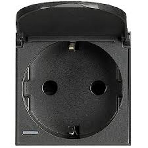 Контакт шуко 2P+E с капаче 2М Антрацит - bticino Axolute HS4141PW