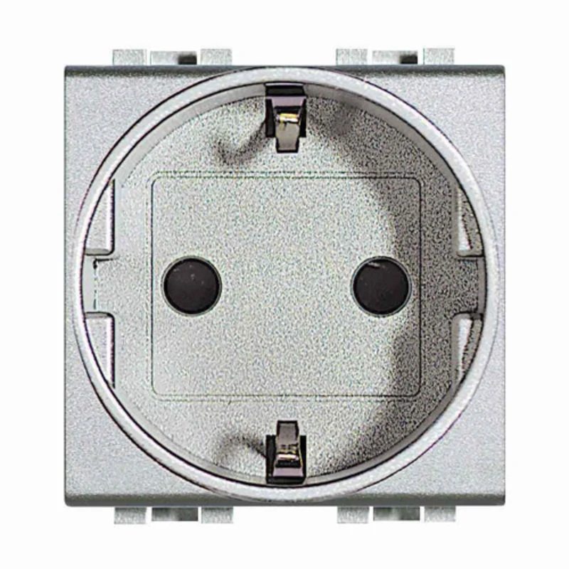 Контакт шуко 2P+E 2М Алуминий - bticino Livinglight NT4141