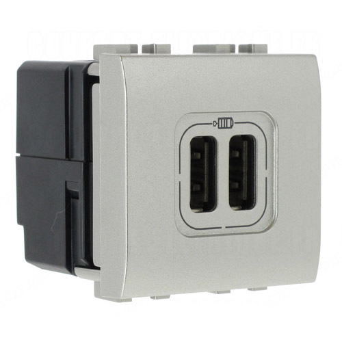 Контакт 2xUSB 1500mA 2М Алуминий - bticino Livinglight NT4285C2