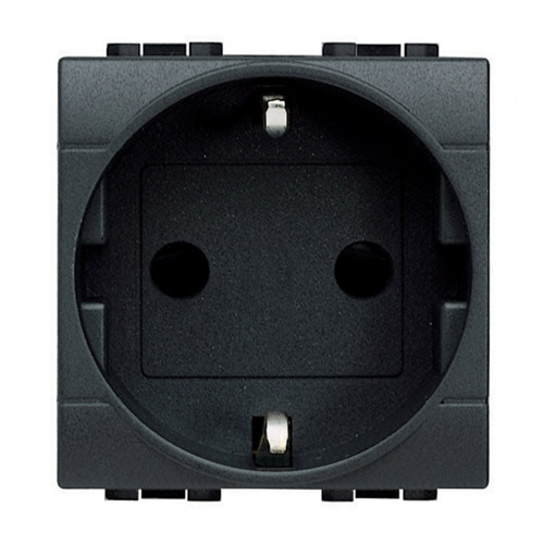 Контакт шуко 2P+E 2М Антрацит - bticino Livinglight L4141