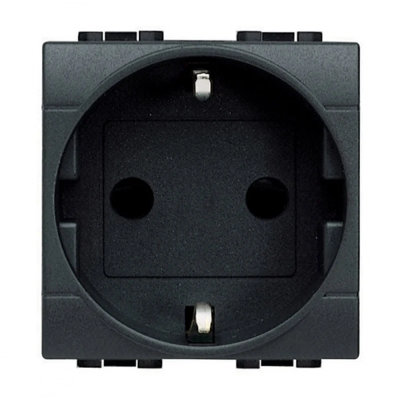 Контакт шуко 2P+E 2М Антрацит - bticino Livinglight L4141