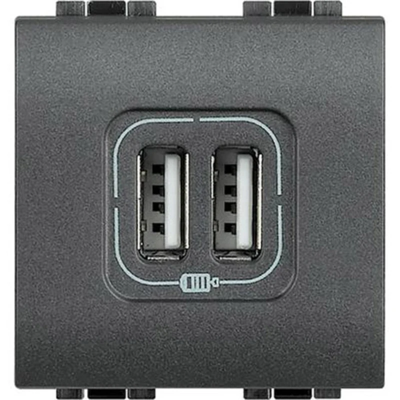 Контакт 2xUSB 1500mA 2М Антрацит - bticino Livinglight L4285C2