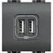 Контакт 2xUSB 1500mA 2М Антрацит - bticino Livinglight L4285C2