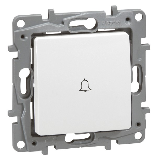 Бутон девиаторен 6A с LED индикатор и символ Бял  - Legrand Niloe 664715
