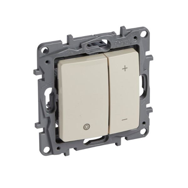 Димер бутонен за всички товари 3-400W / 3-400V и LED 3-75W Крем  - Legrand Niloe 665214