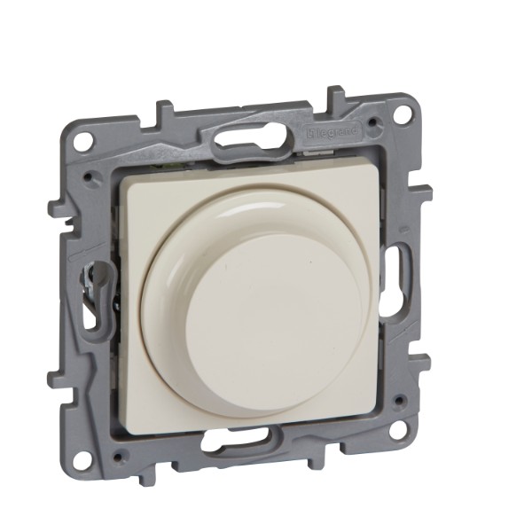 Ротационен димер за всички товари 5-300W / 3-300V и LED 5-75W Крем - Legrand Niloe 764688