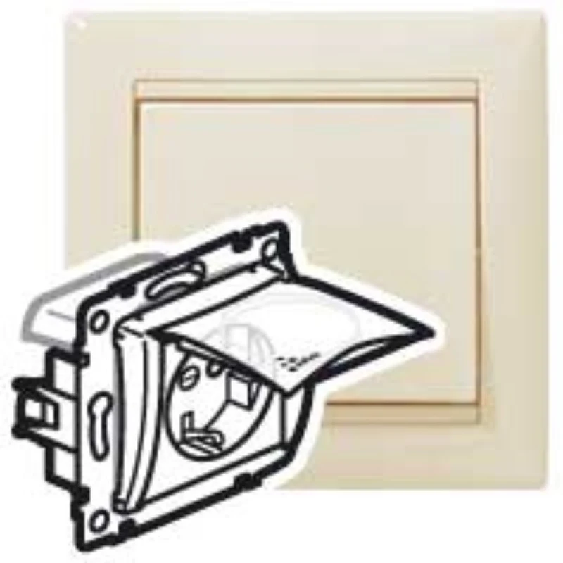 Контакт шуко 2P+E IP44 Кремав - Legrand Valena 774120