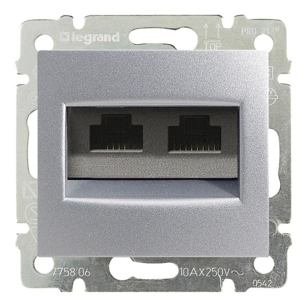 Розетка 2xRJ45 Cat. 5e UTP Алуминий - Legrand Valena 770231