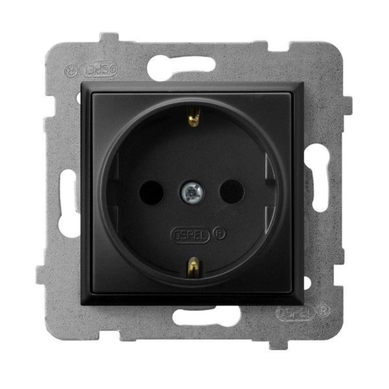 Контакт шуко 2P+E Черен - OSPEL Aria GP-1US/m/33