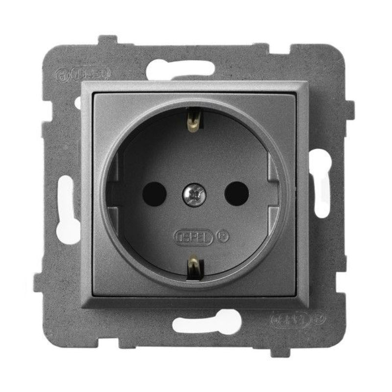 Контакт шуко 2P+E Сив мат - OSPEL Aria GP-1US/m/70