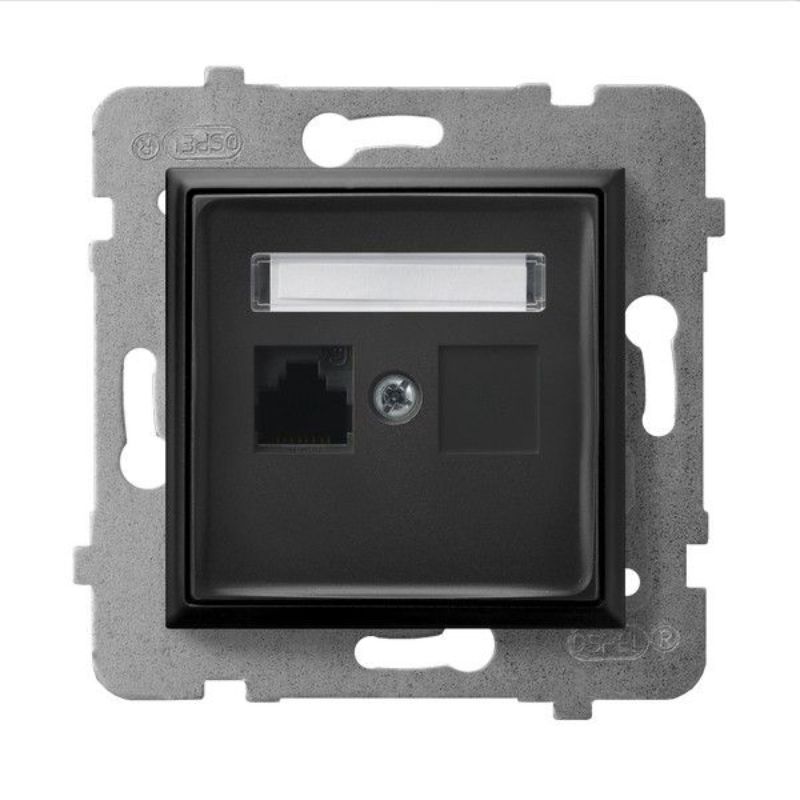 Розетка 1xRJ45 Cat. 5e UTP Черен - OSPEL Aria GPK-1U/K/m/33