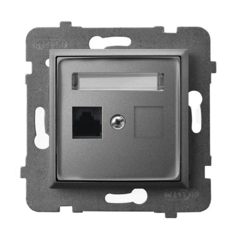 Розетка 1xRJ45 Cat. 5e UTP Сив мат - OSPEL Aria GPK-1U/K/m/70