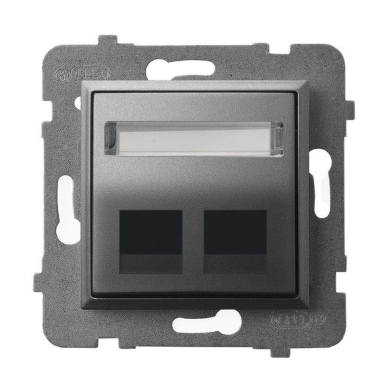 Розетка 2xRJ45 празна Сив мат - OSPEL Aria GPK-2US/p/70