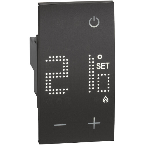 Стаен термостат с 1NO контакт 230V 5(2)А 2M Черен - bticino Living Now KG4441