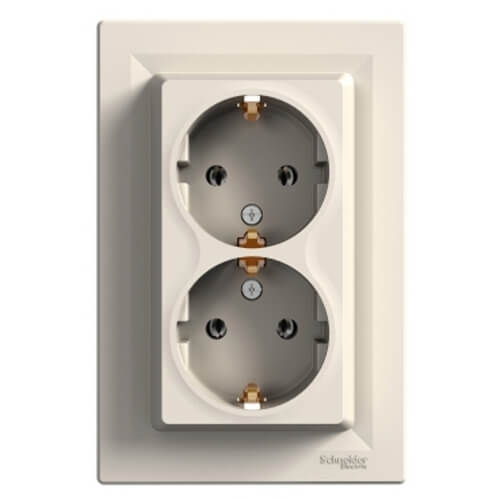 Контакт шуко двоен 2P+E Крем с рамка - SCHNEIDER ELECTRIC Asfora EPH9900123