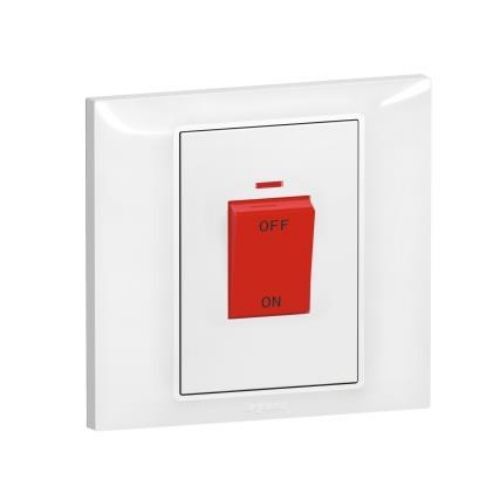 Двуполюсен ключ за бойлер 45A 86х86 с индикатор Бял - Legrand Belanko S 617676