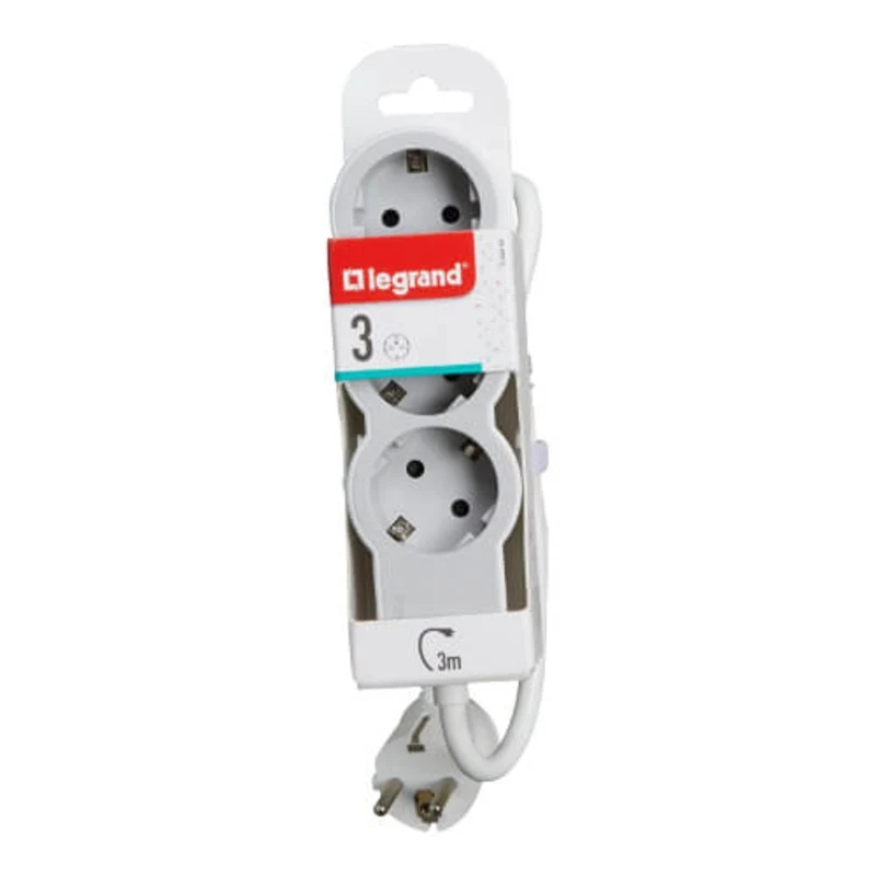 Разклонител 3x 2P+E Шуко, с кабел 3m, цвят Бял - Legrand Standart 694559