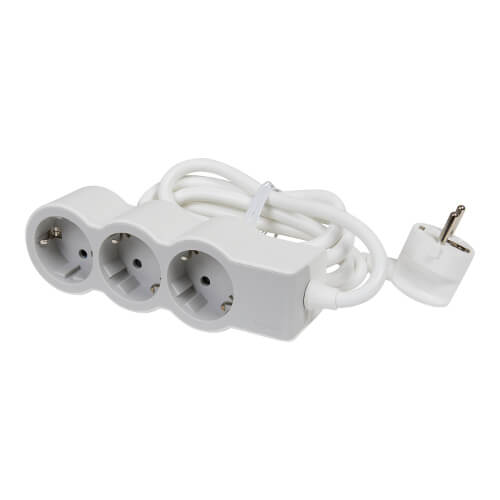 Разклонител 3x 2P+E Шуко, с кабел 5m, цвят Бял - Legrand Standart 694567