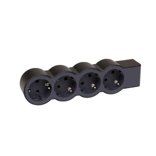Разклонител 4x 2P+E Шуко, без кабел, цвят Черен - Legrand Standart 694576