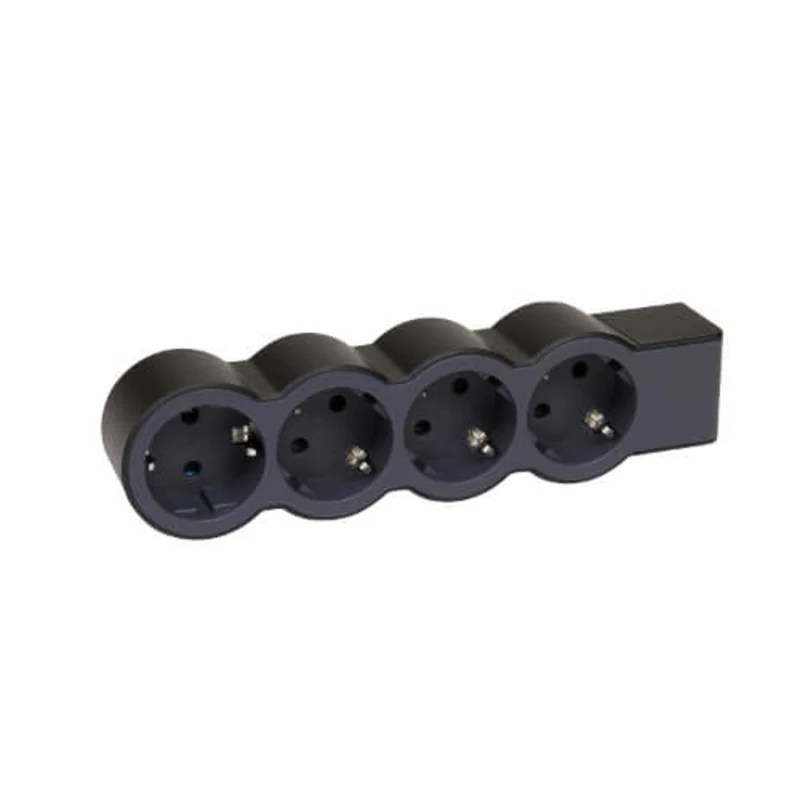 Разклонител 4x 2P+E Шуко, без кабел, цвят Черен - Legrand Standart 694576