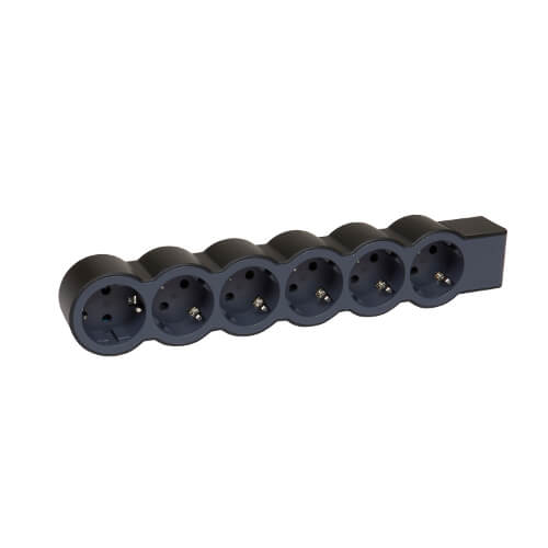 Разклонител 6x 2P+E Шуко, без кабел, цвят Черен - Legrand Standart 694580
