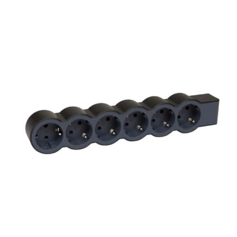Разклонител 6x 2P+E Шуко, без кабел, цвят Черен - Legrand Standart 694580