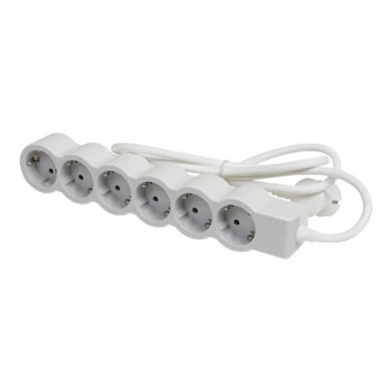 Разклонител 6x 2P+E Шуко, с кабел 1.5m, цвят Бял - Legrand Standart 694557